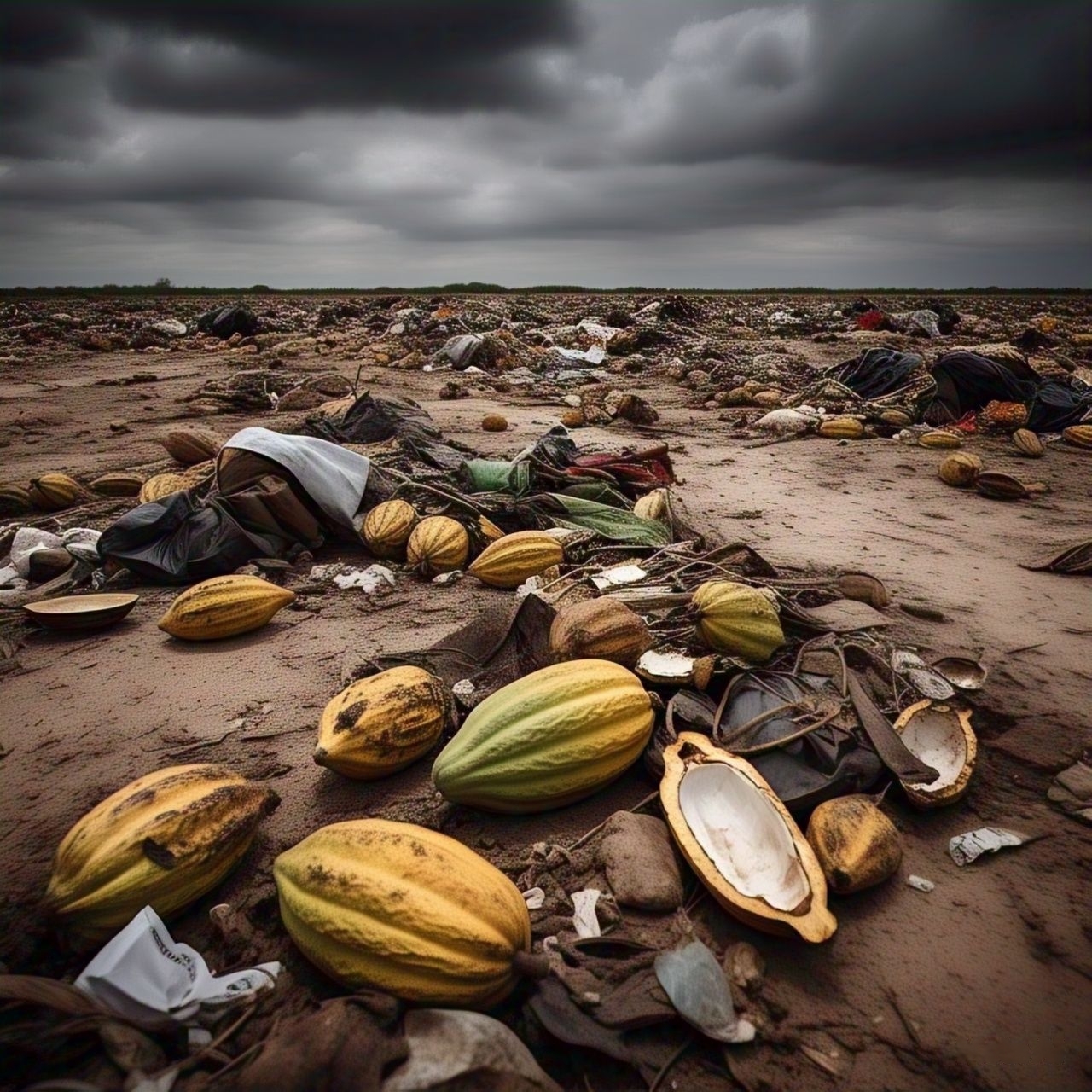 Cocoa pod waste